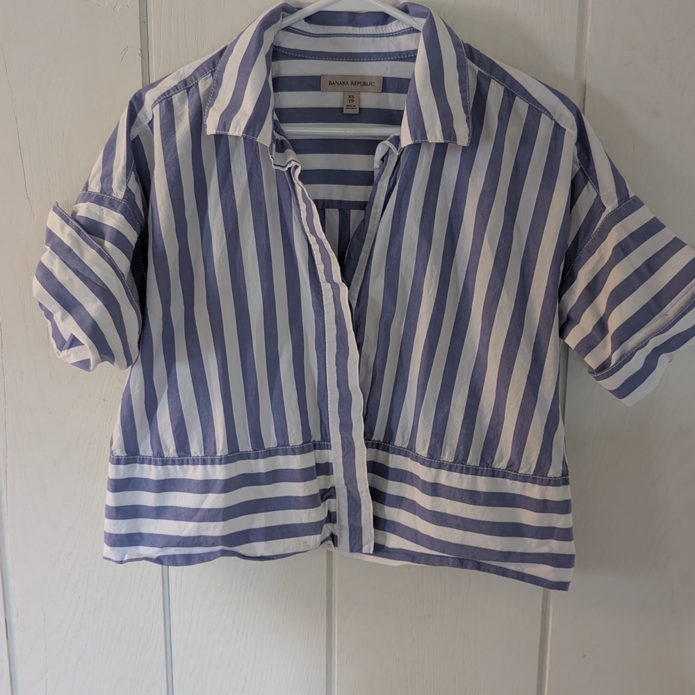 Banana Republic Kids Blue and White Striped Button-Down Shirt
